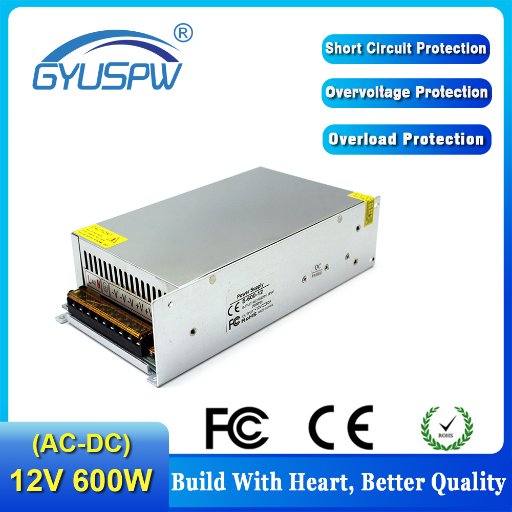 Stable quality Single Output DC 12V 50A 600W Switching power supply Driver For LED Strip Display Light CNC industrial stepper