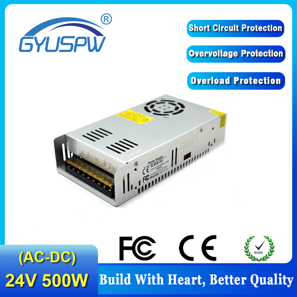 Single Output switching power supply 24V 20.8A 500W Transformers 110V 220V AC TO DC SMPS for LED Strip Lamp Light