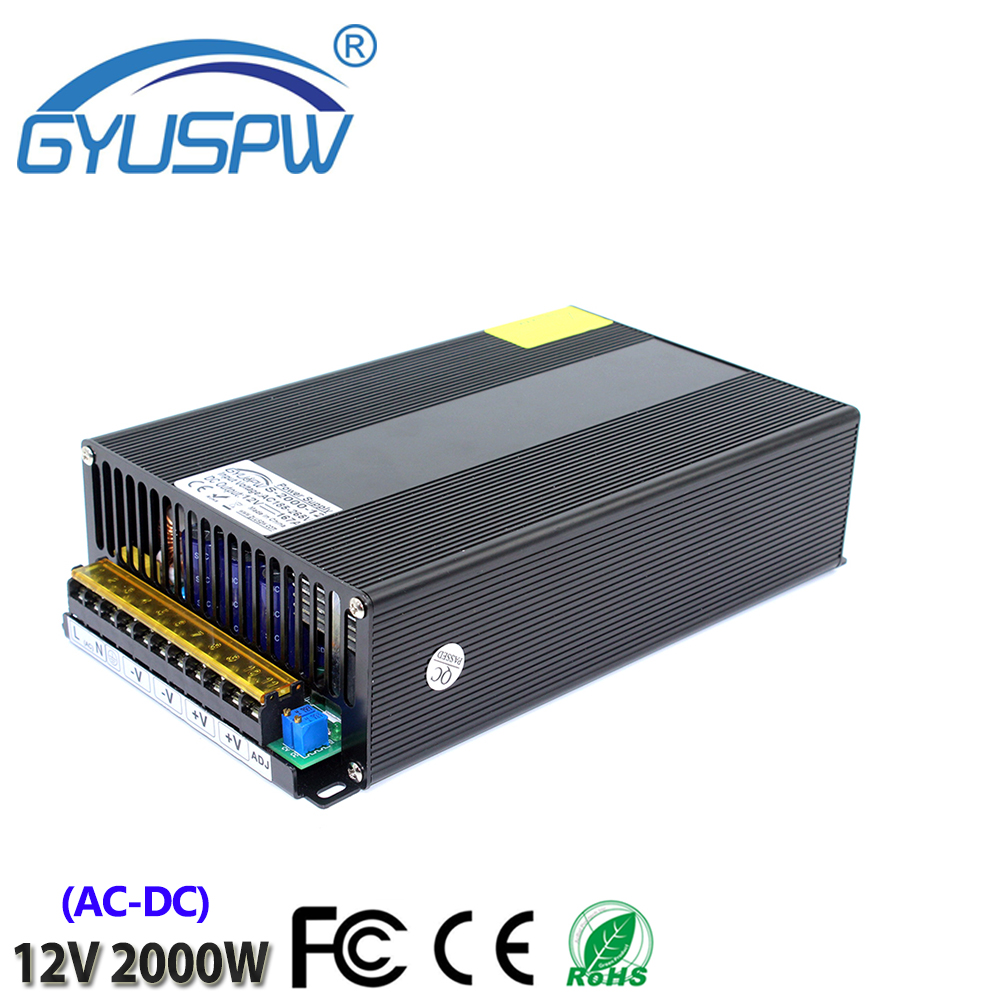 High quality Switching Power Supply AC110/220V To DC12V 166.6A 2000W For LED lighting 3D Printer Security System Stepper motor 
