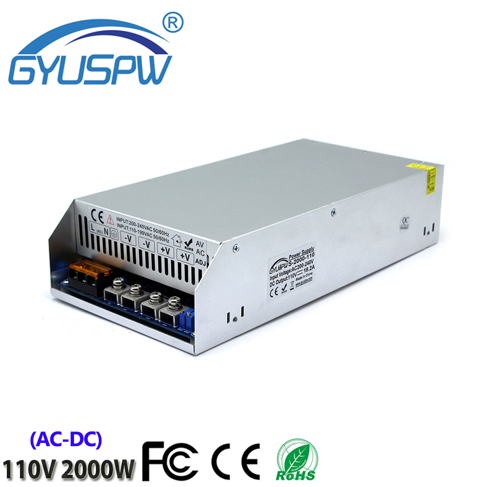High quality Switching Power Supply AC110/220V To DC110V 18.1A 2000W For LED lighting 3D Printer Security System Stepper motor 