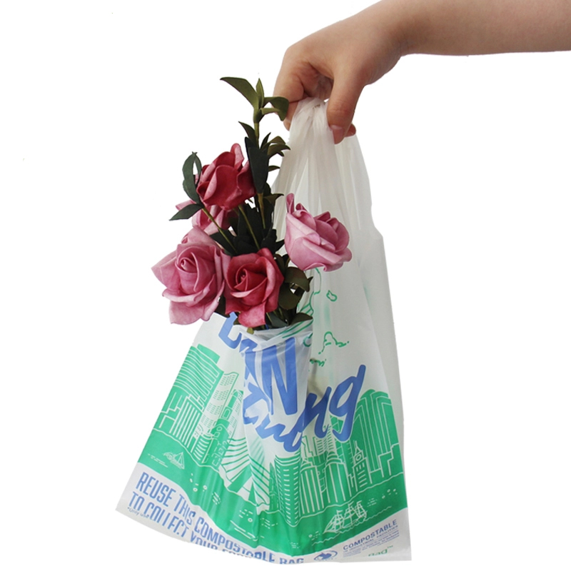 EN13432 biodegradable compostable Carry Bags W Style  eco handle shopping bag