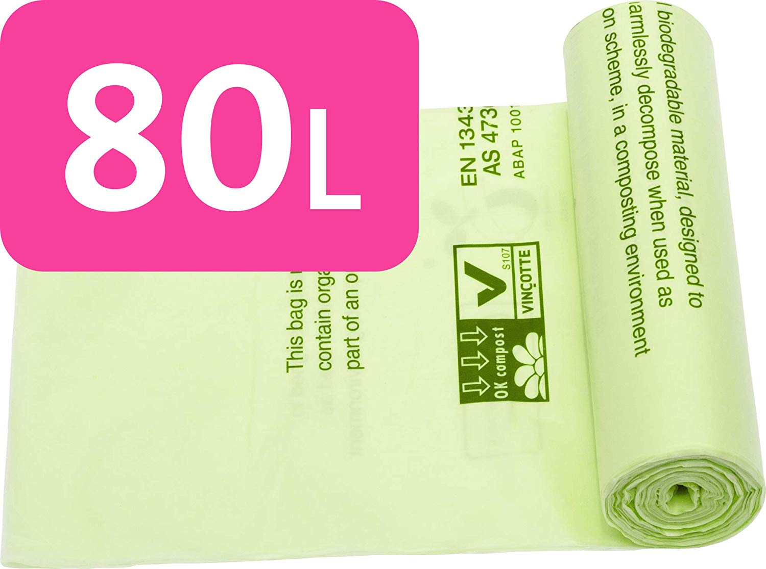 AS4736/5810 100% biodegradable compostable wavetop corn starch garbage trash bag bin liner