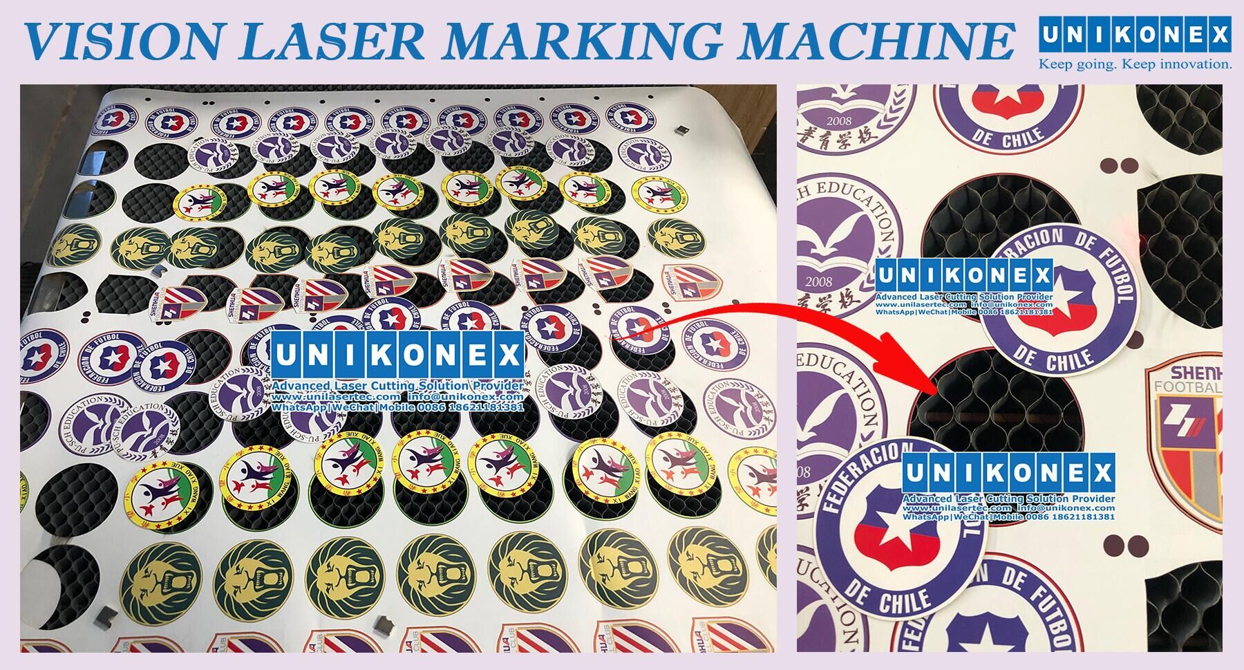 Печать виниловых логотипов с помощью лазерной маркировочной машины Vision