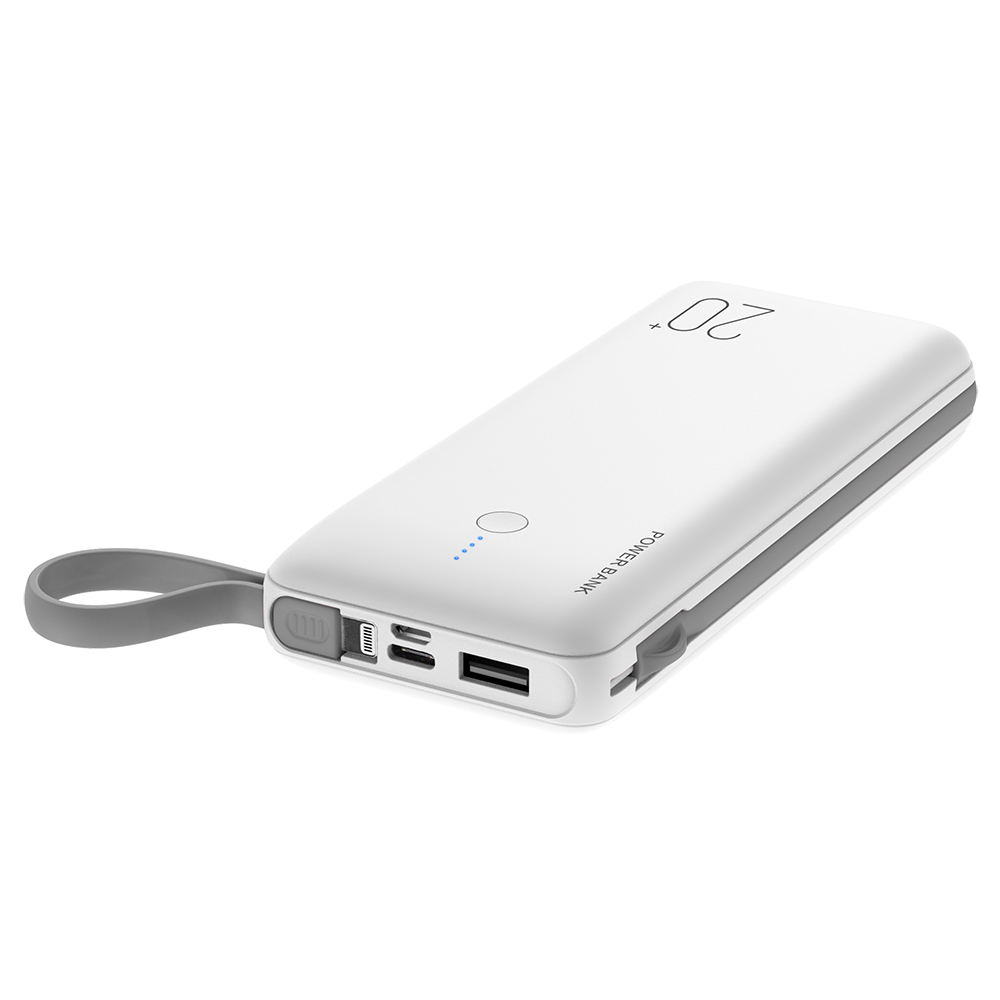 Smart Output Mobile Charger Power Bank 20000mah Powerbanks With Built In Lightning Cable