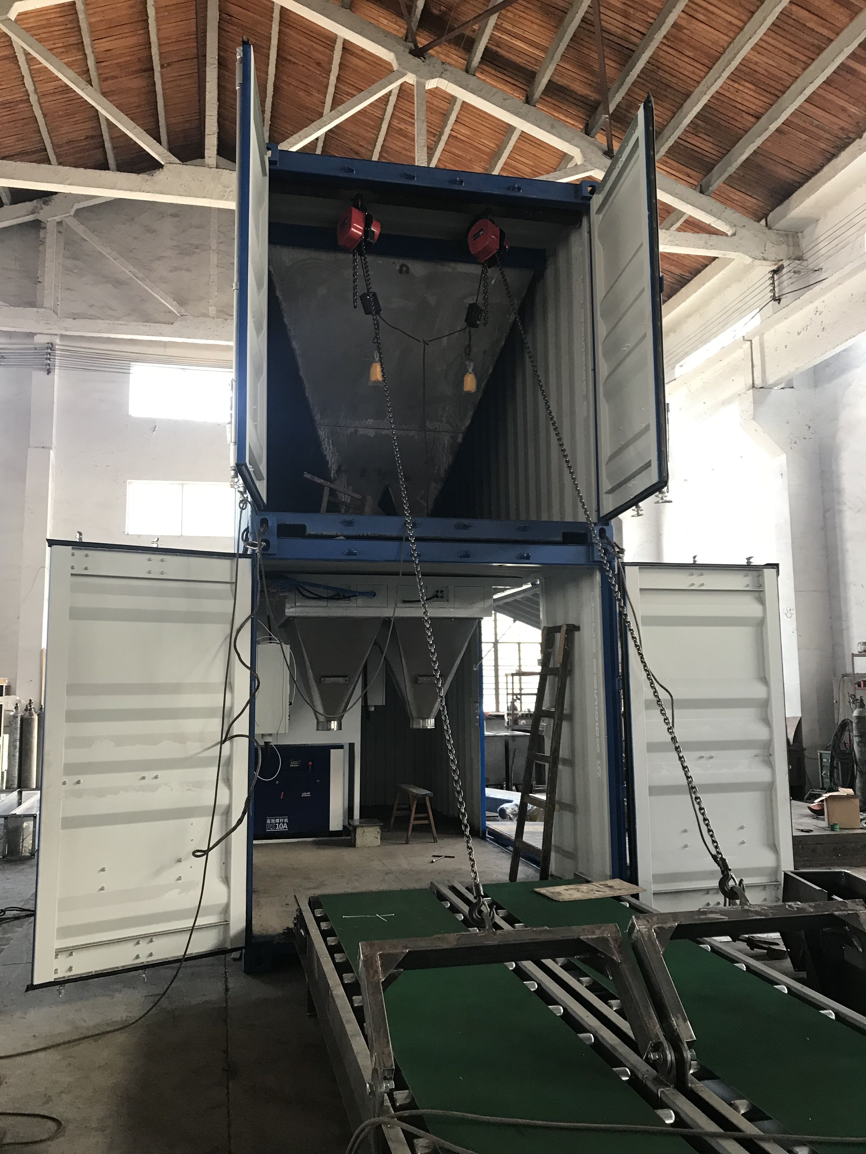 Containerised Bagging System, Movable Bagging unit, Mobile Bagging Unit, Mobile Containserized Bagging Unit, Fully Automatic Packing System, Wuxi HY Machinery Co., Ltd 