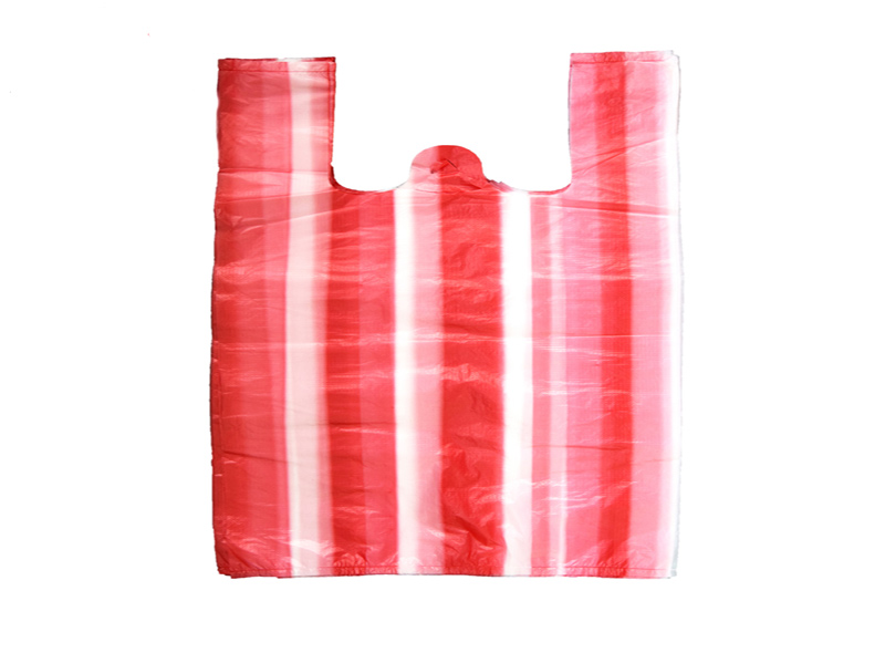 HDPE Red/White Stripe T-shirt Bag
