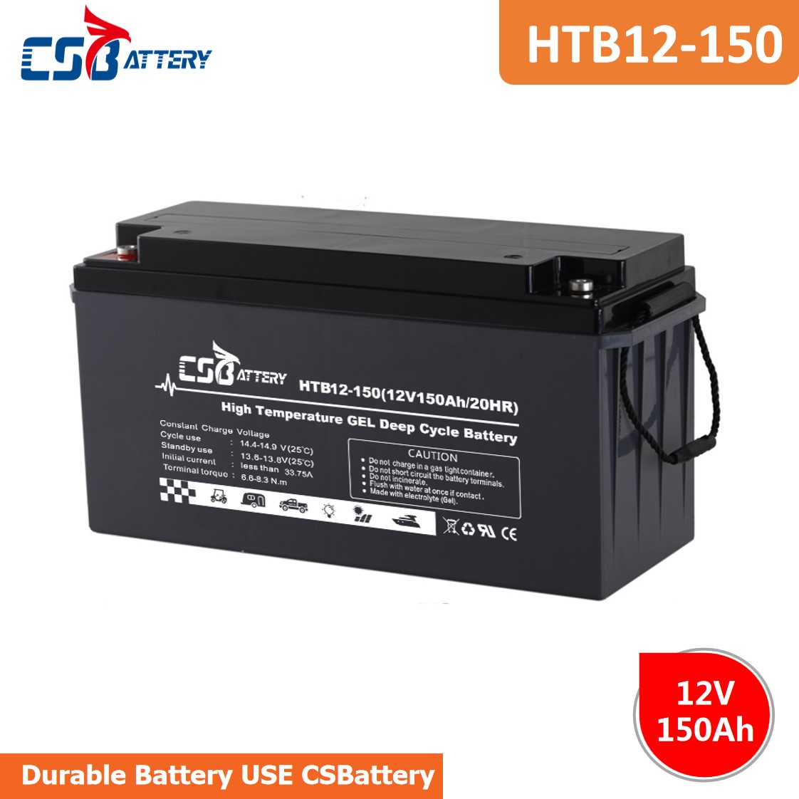 CSBattery 12V 150Ah strong starting performance GEL Battery for Electric-power/Emergency-systems/Booster-Pumps 