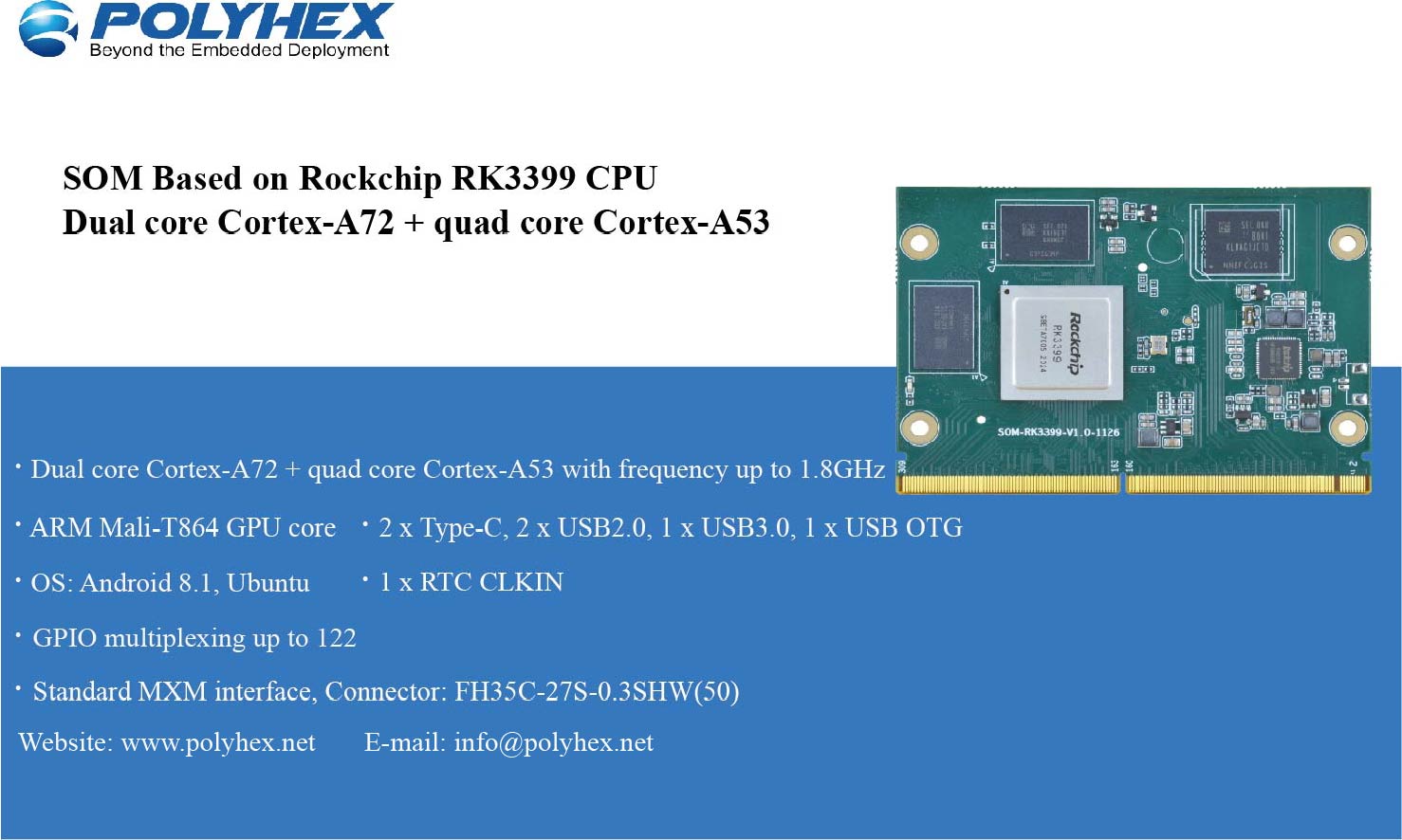 System on Module Based on Rockchip RK3399 CPU 
