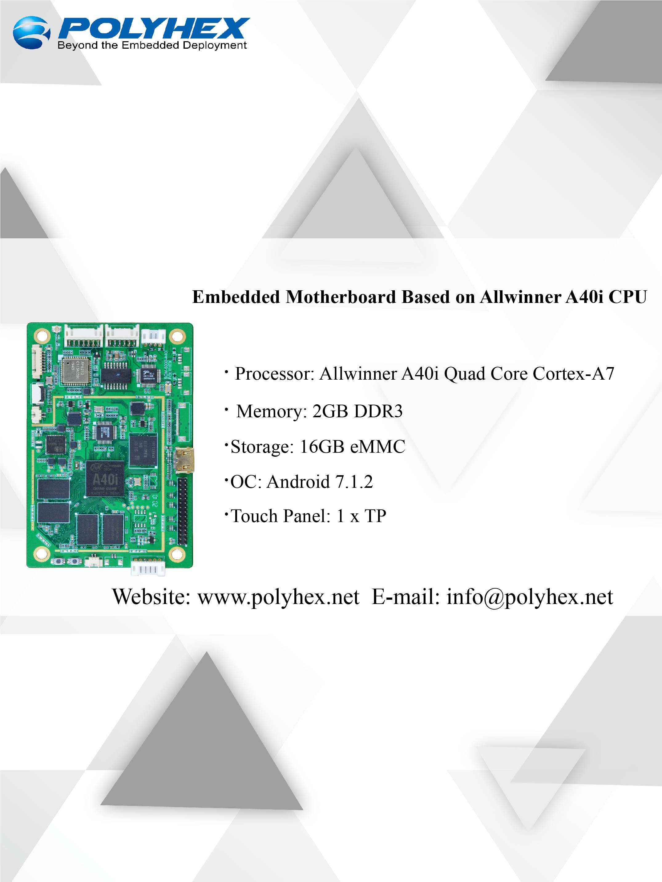 Embedded Motherboard Based on Allwinner A40i CPU