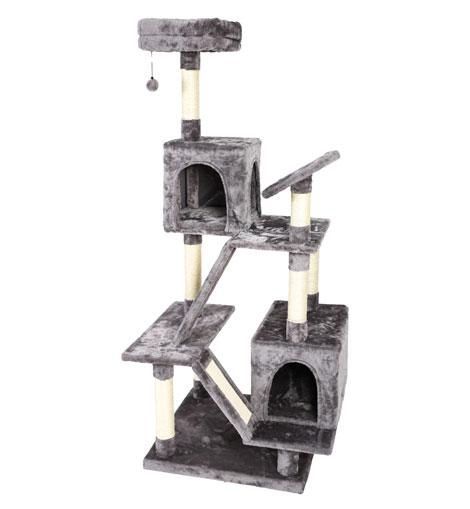 POILS BEBE CAT ACTIVITY TREE TOWER, 61-INCH MULTILEVEL PLAY SCRATCHING POST WITH PLATFORM PLAYGROUND CONDO AND HOUSE FOR MEDIUM AND LARGE CATS AND KITTENS