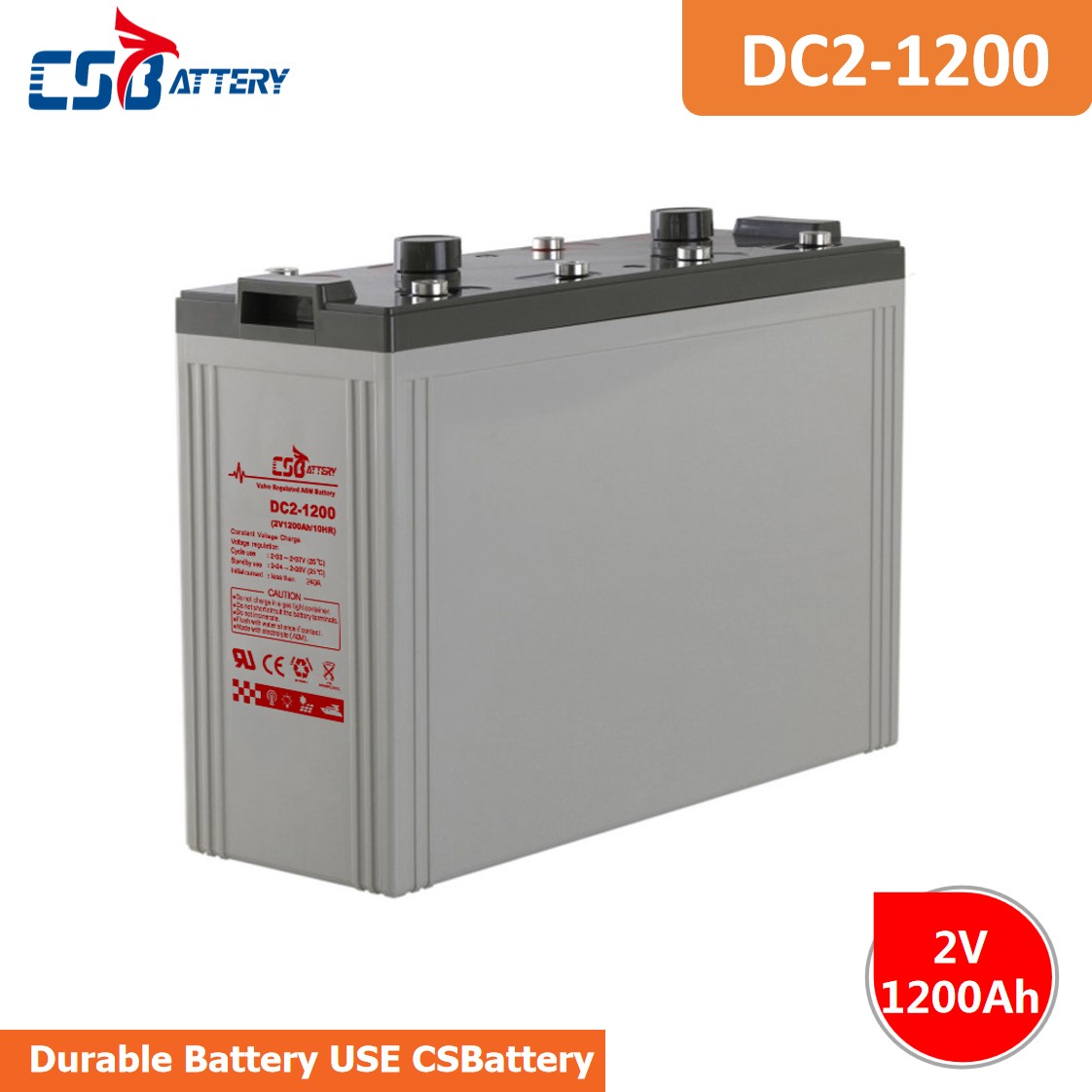 CSBattery 2V 1200Ah rechargeable Lead acid Battery for Tractor/Electric-Power/Power-Station/Automotive/Vehicle 																 • Work temperature: Subzero 20degree to 60degree														 • Self-Di