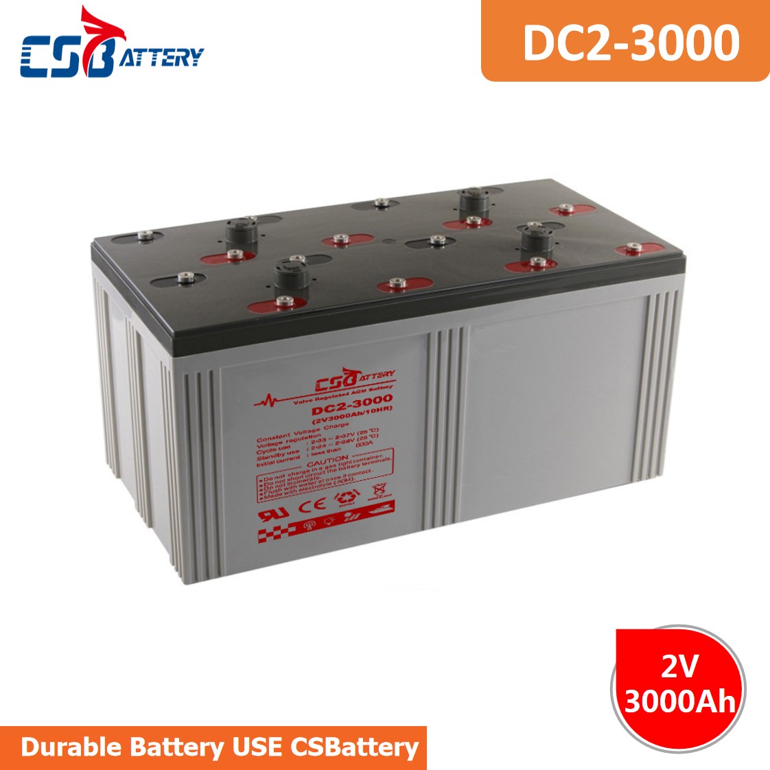 CSBattery 2V 3000Ah backup power Lead acid Battery for Generator/Power-Station/Automotive-Vehicle/submersible-Pumps 							