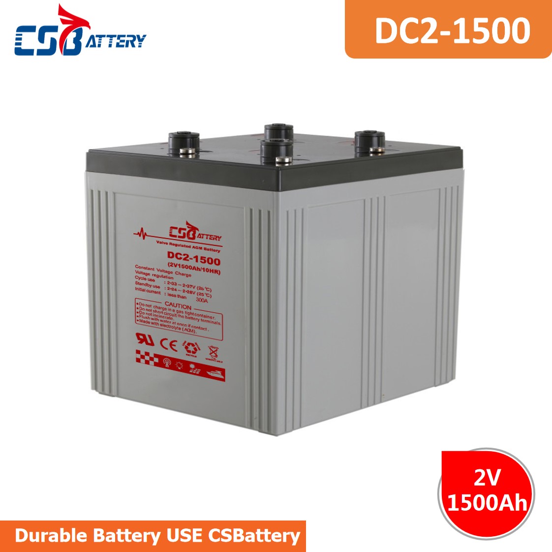 CSBattery 2V 1500Ah Solar-storage Lead acid Battery for water-pump/Electric-Vehicles/submersible-Motors/Electric-Power 							