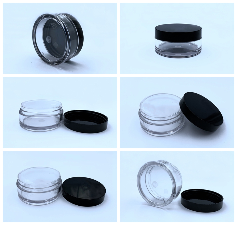 Empty plastic acrylic glass cream jar packaging containers holders with cover lid cosmetic packaging vegan Eco friendly leaping bunny Cruelty Free