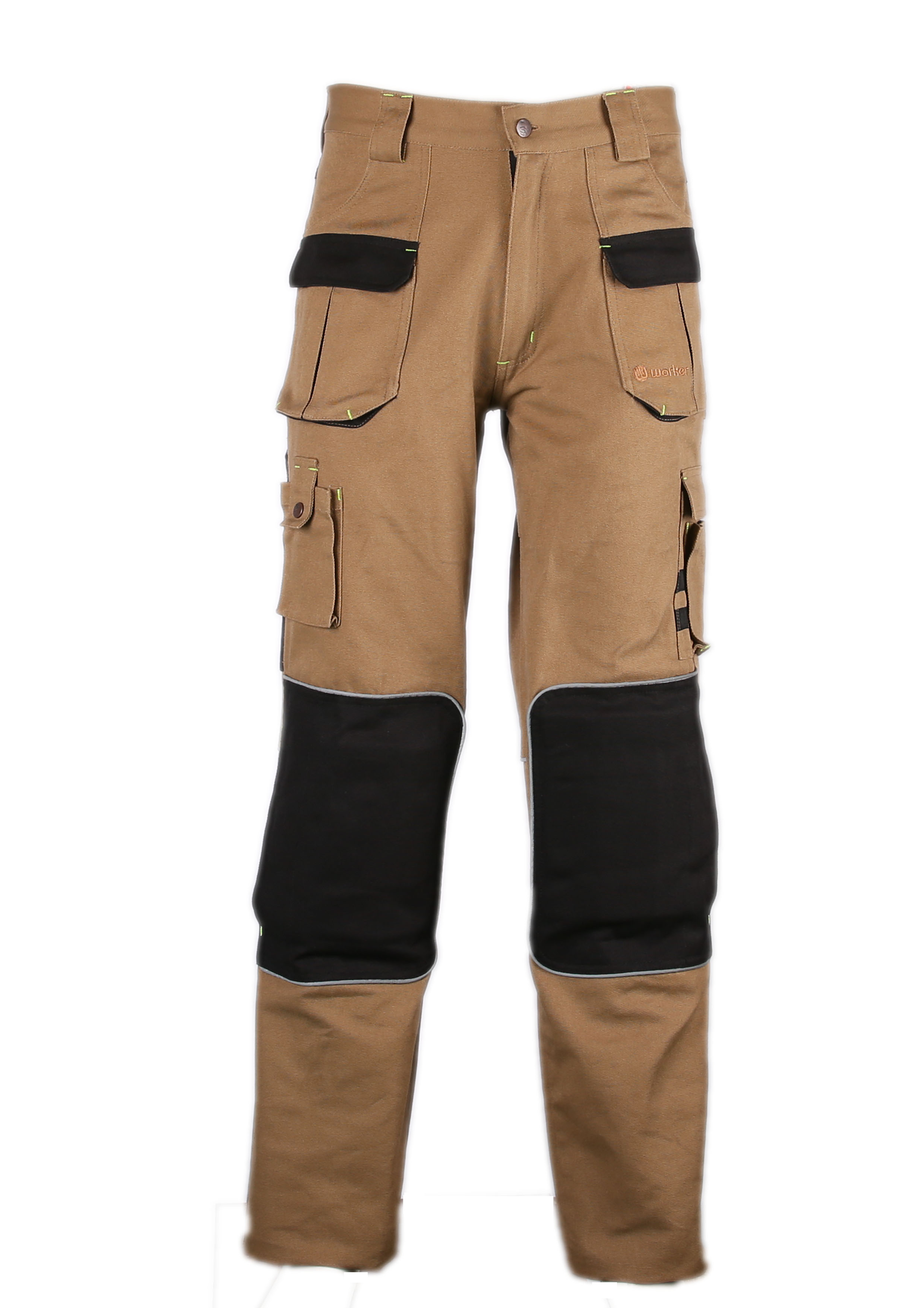 Мужские брюки-карго с 6 карманами из хлопка цвета хаки