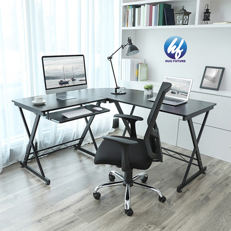 Modern Steel Frame Wood Desk Compact Home Office Workstation