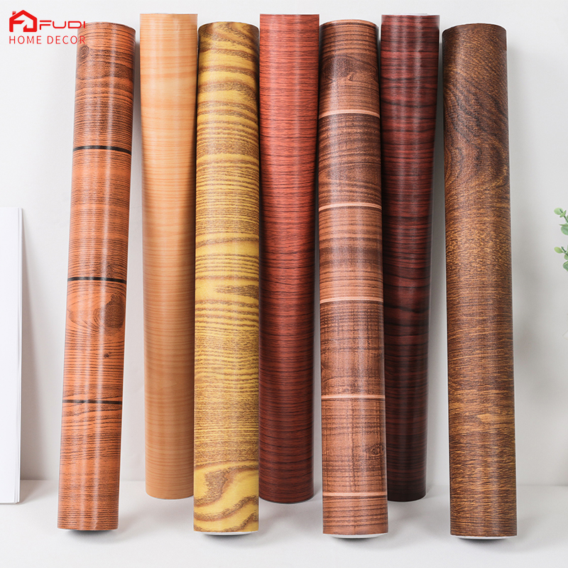PVC wooden effect veneer decorative 3d wood wallpaper for furniture grain designs