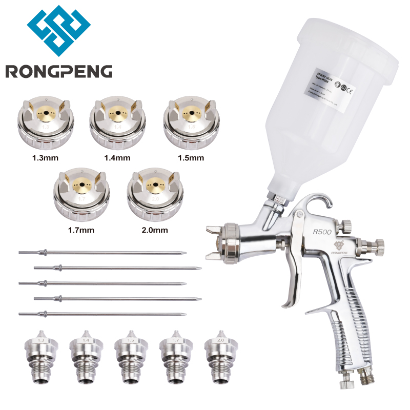 Rongpeng Professional R500 LVLP Water Based Air Spray Gun 1.3mm 1.4mm 1.5mm 1.7mm 2.0mm Nozzle Airbrush For Finish Painting