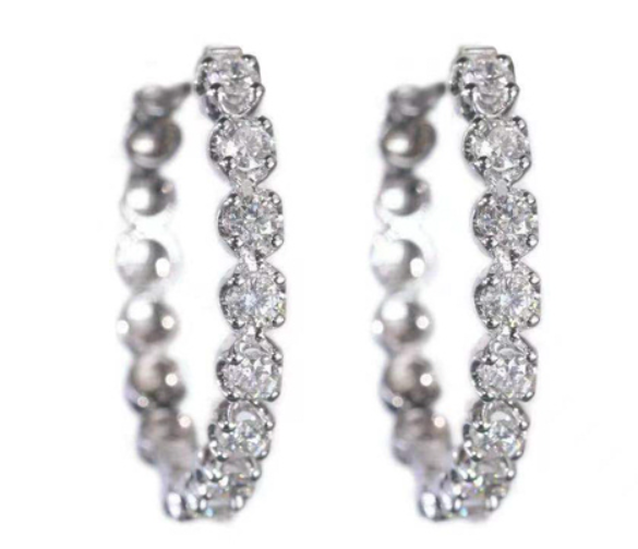 Diamond Hoops Hoop Earrings in 18k White Gold with Diamonds Midium