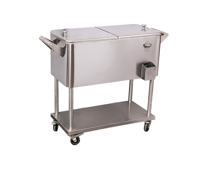 Patio Cooler Box Ice Box Cooler,Ice Barrel Cooler Cart With 65L
