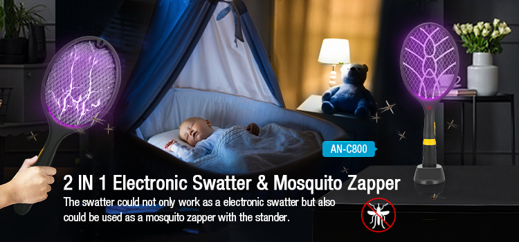 Electric Mosquito Swatter Racket Bat Insect Killer Lamp