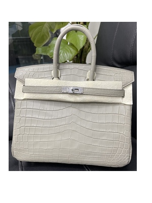 Nile Crocodile Platinum 25 Matte Pure Water Dyed Crocodile Leather Bag European And American Fashion Women's Handbag Handbag Wax Line Half Hand Sewing