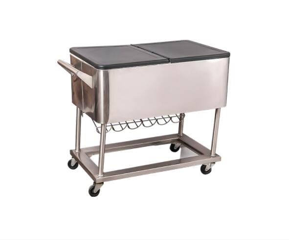 60QT Wood Grain Patio Cooler Cart-Gray Woodgrain
