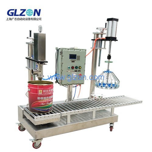 Automatic filling machine for paint, coating and ink