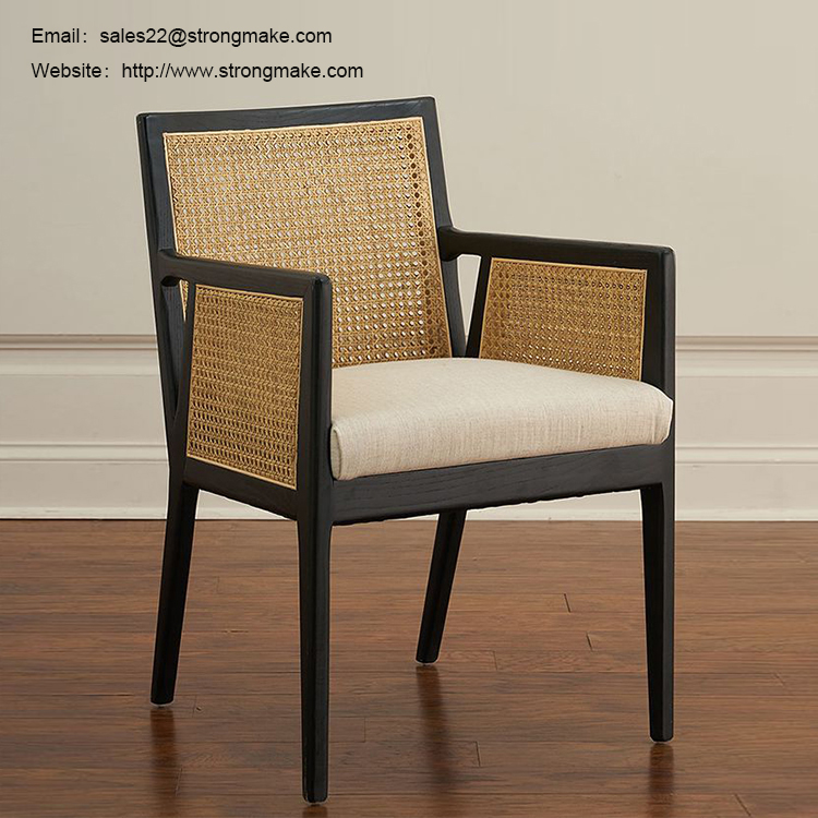 STRONGMAKE 4999 Wooden Rattan Dining Chair