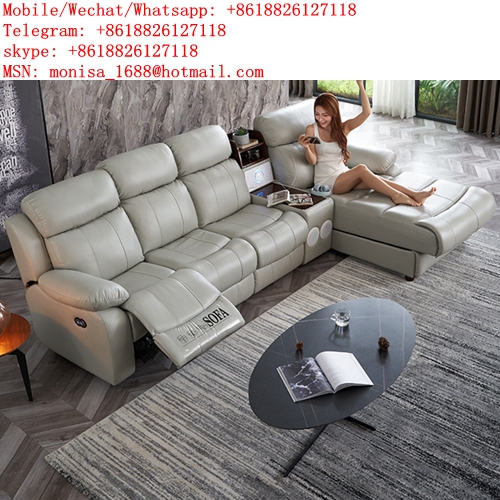 Leather Smart Sofa Capsule Home Theater Living Room Simple L-Shaped Corner Sofa Head Layer Leather Sofa Combination