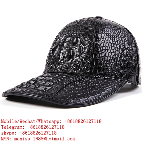 Leather Hats Men's Trendy Peaked Caps Autumn And Winter Crocodile Leather Outdoor Shade Fashion Baseball Caps Travel Sun Protection Caps