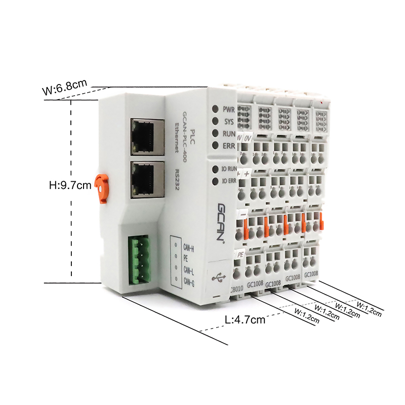 GCAN PLC 可编程逻辑控制器 简单接线 模块化卡设计 小尺寸