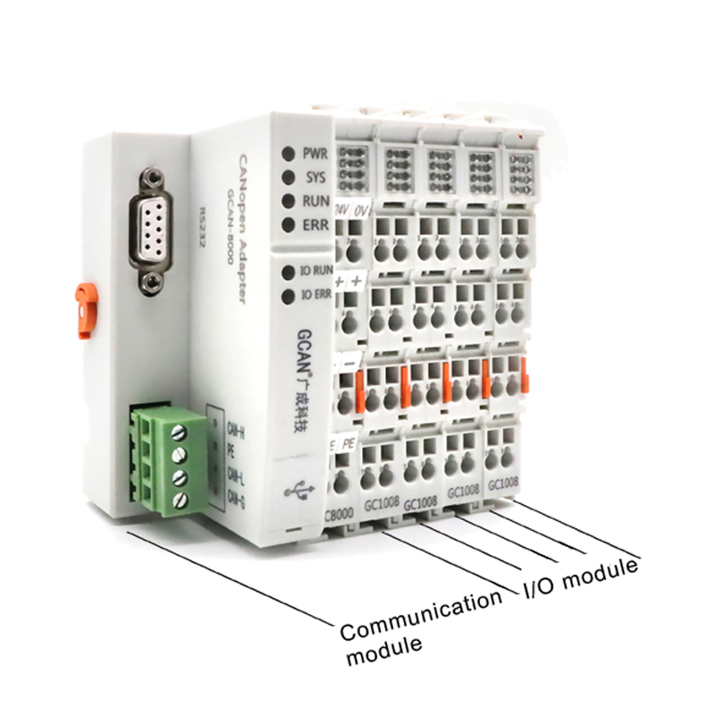 GCAN-IO-8000 Стандартный адаптер CANopen Ведомое устройство ПЛК Устройство сопряжения ввода-вывода Модульная конструкция