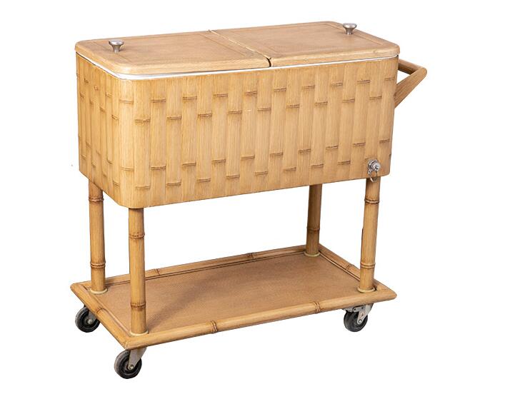 80QT Outdoor Characteristic Wood Grain Cooler Cart
