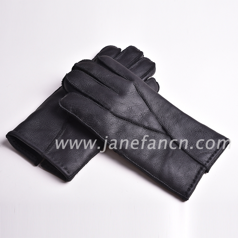 Shearling sheepskin patch gloves