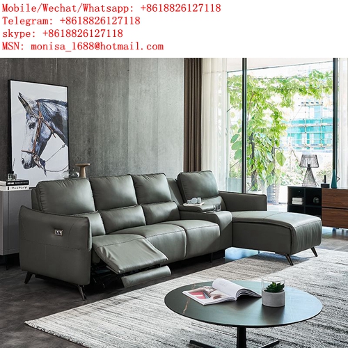 First Layer Cowhide Sofa Living Room Leather Art Intelligent Italian Furniture Corner Small Apartment Sofa Combination