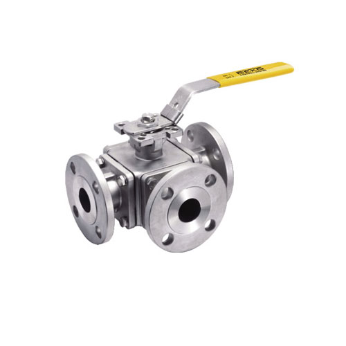 GKV-243 Ball Valve, Flanged Connection, 3/4-Way, With ISO Mounting Pad