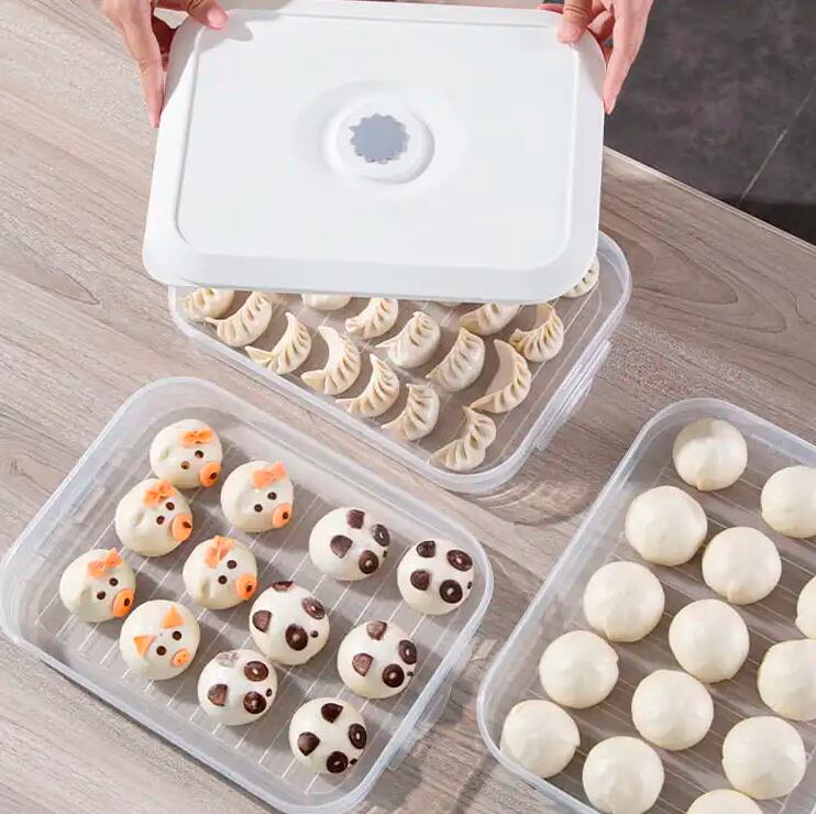 Dumpling box with lid multi-layer plastic quick-frozen stackable box 
