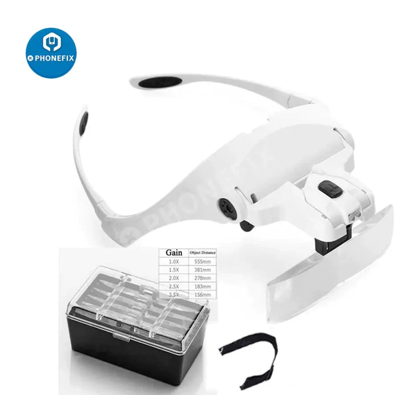1.0X-3.5X Adjustable Lens Loupe Headband LED Magnifying Glasses