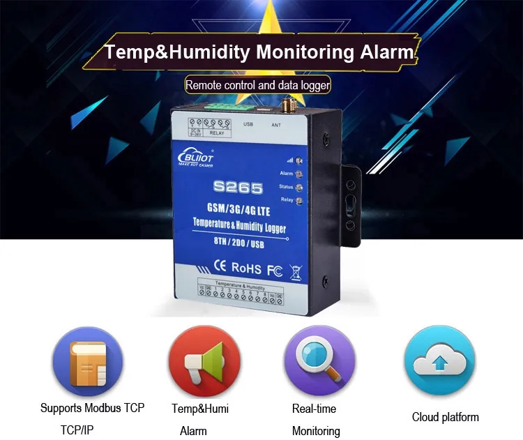 Cellular Medicine Warehouse Temperature and Humidity Monitoring RTU Data Logger