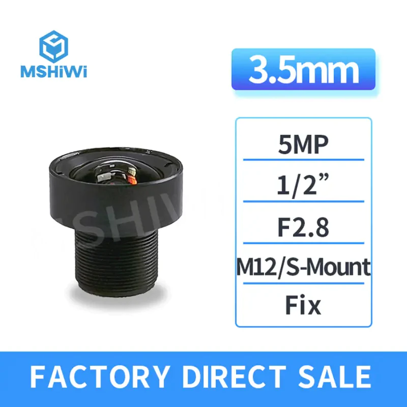 5.0MP M12/S-mount 3.5mm F2.8 Fixed Lens 1/2 CCTV Lens