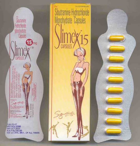 Reductil Slimex Sibutramine HCL Pills