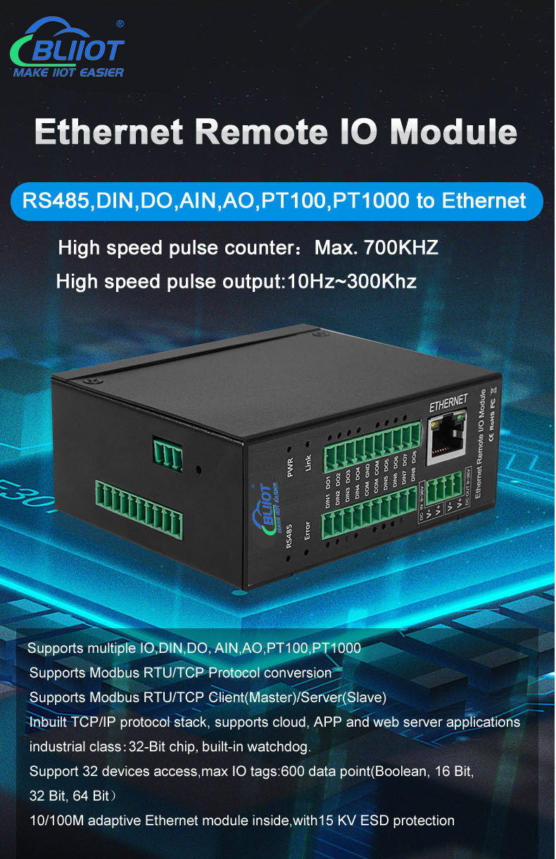 8 DO 8 DIN 8 AIN Ethernet I/O module for Data Acquisition and Control