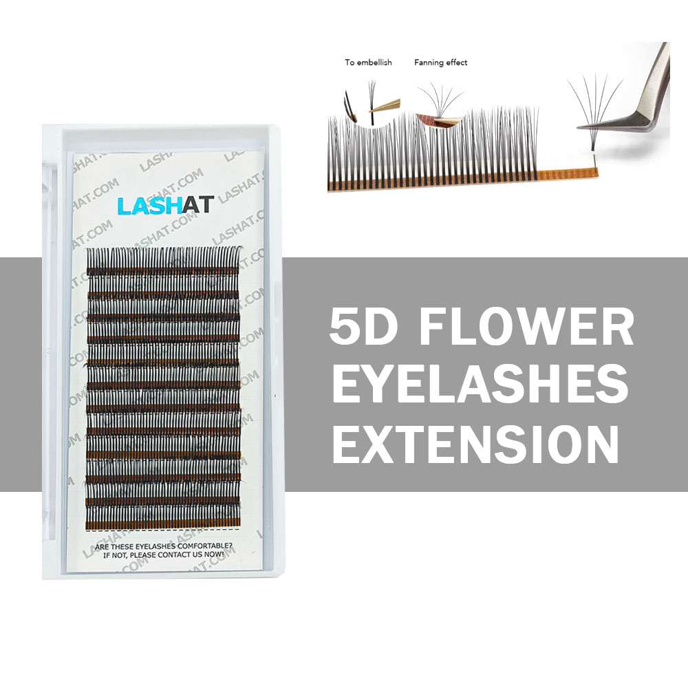 Wholesale High Quality Cartoon 0.07mm 5D Flower Auto Blooming Easy Fan Eyelash 5D Shape 8-15mm Weave Lash Extension