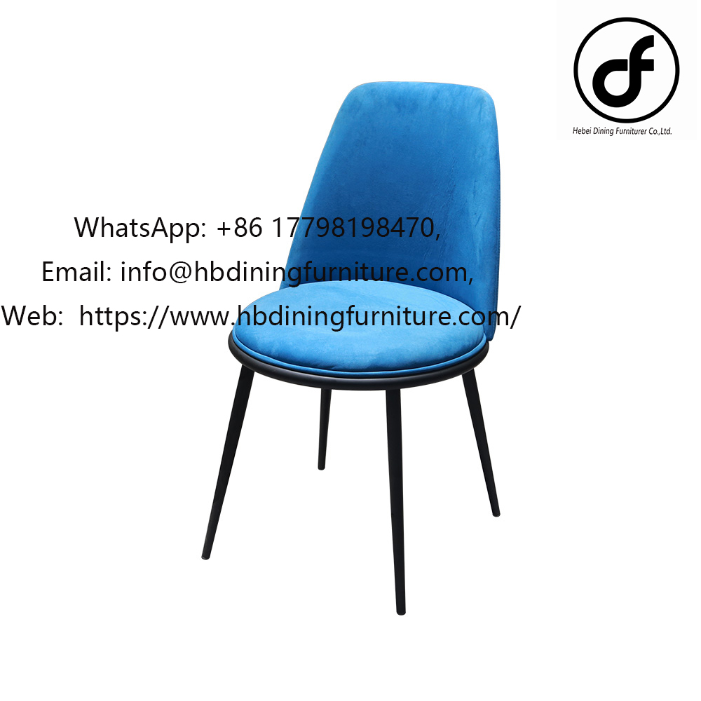 Velvet round cushion upholstered dining chair
