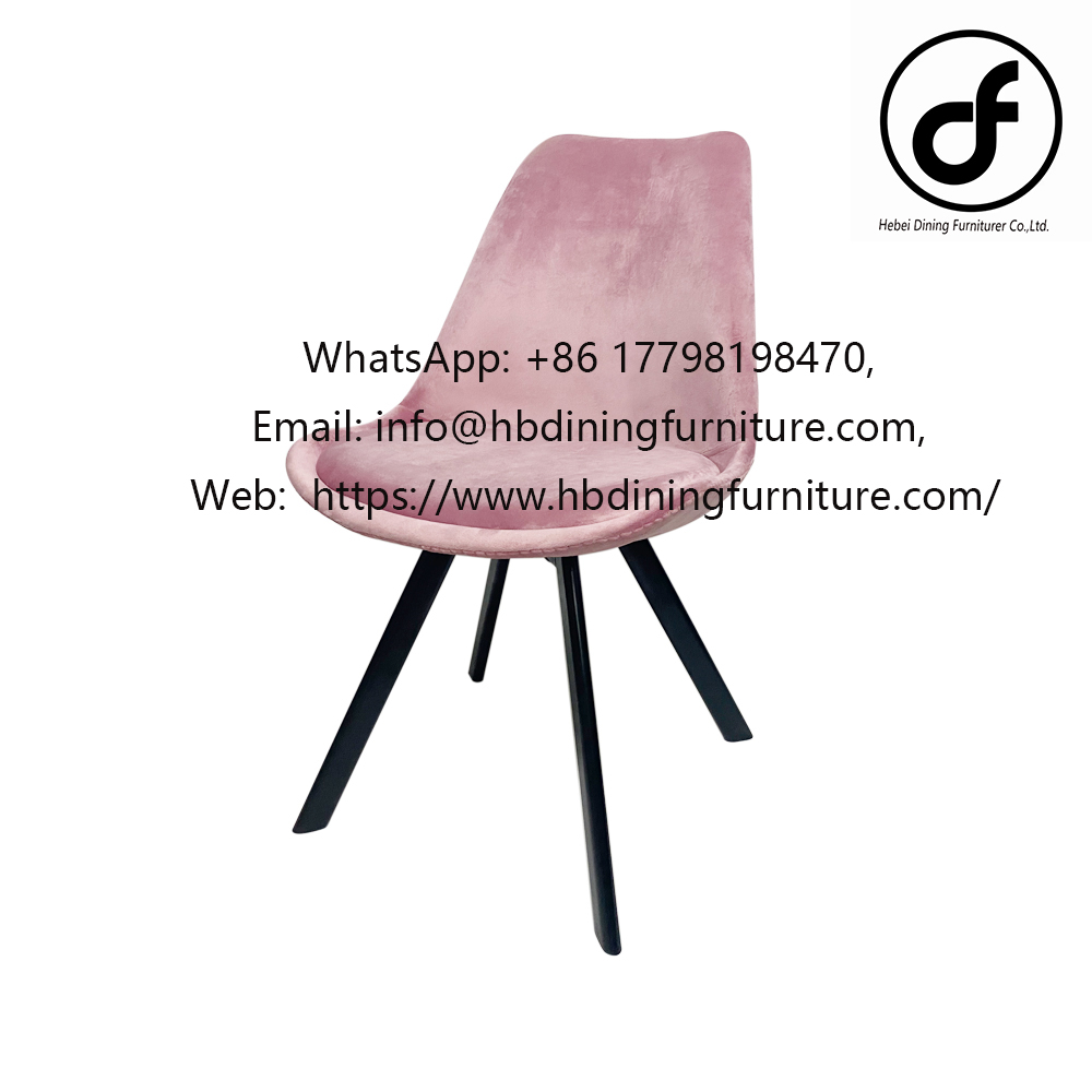 Pink Metal Leg Fabric Dining Chair