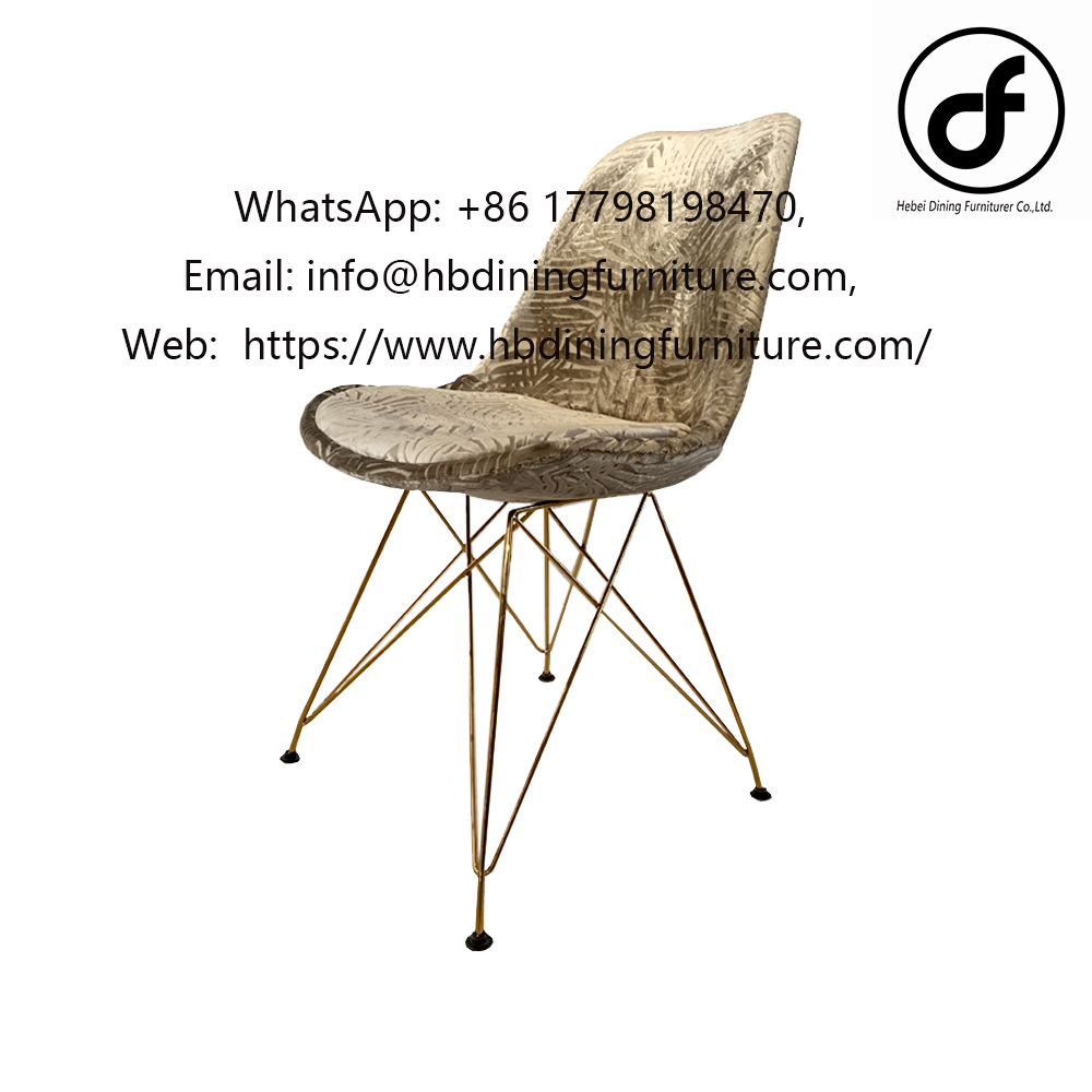 Gold Metal Leg Fabric Dining Chair