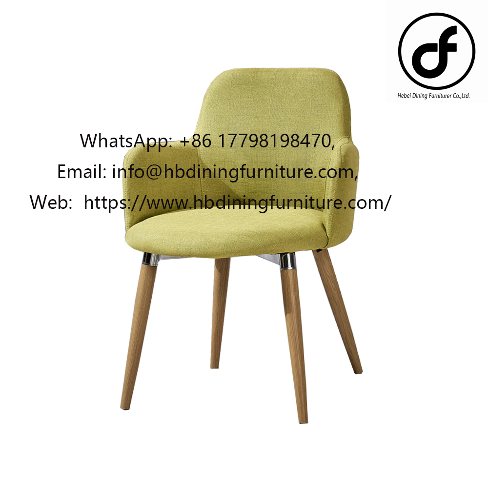 Wooden leg fabric armchair
