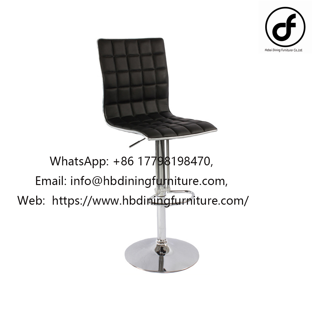 Black leather bar stool with backrest