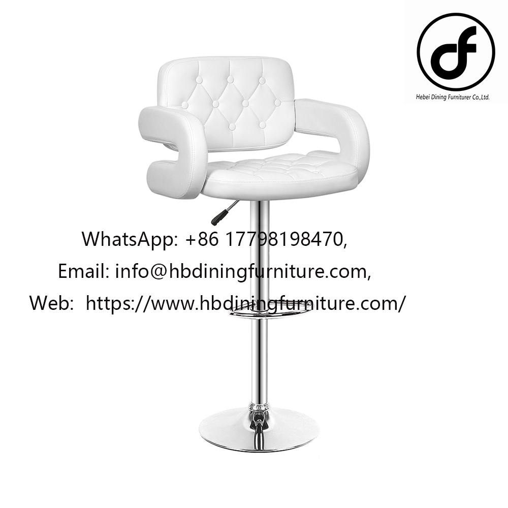 White leather arm bar chair
